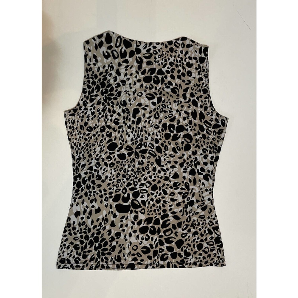 CALVIN KLEIN Women’s XS Tank Shell Animal Print Black Tan Polyester Spandex - Picture 3 of 6